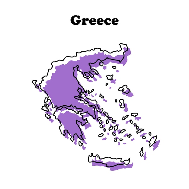 Stylizowana, Prosta, Czerwona Mapa Grecji