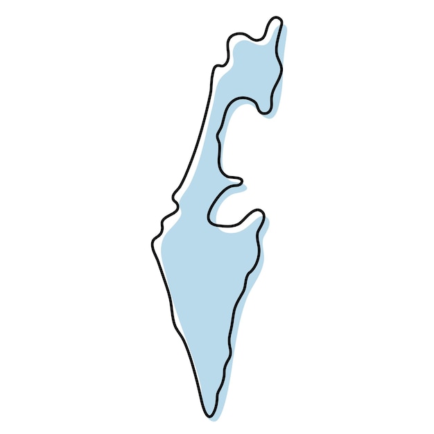 Stylizowana Prosta Mapa Konturowa Ikony Izraela. Niebieski Szkic Mapy Izraela Ilustracji Wektorowych