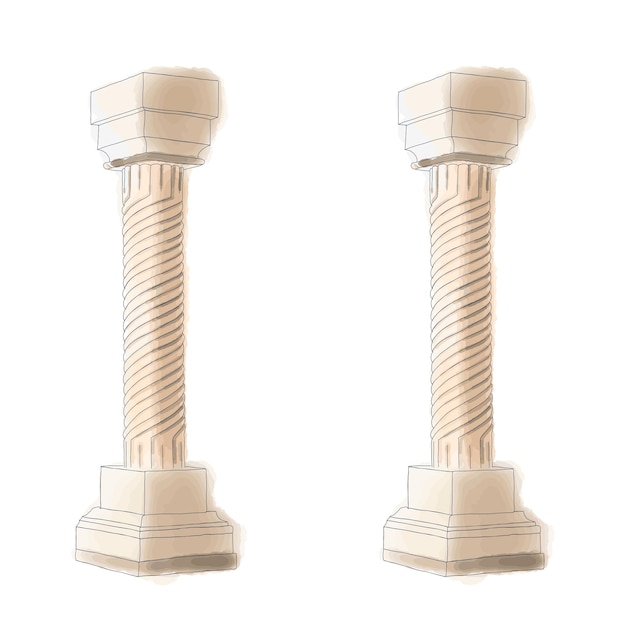 Stylizowane greckie doodle filar kolumna Kolumny doryckie jońskie Korynckie ilustracji wektorowych Klasyczny