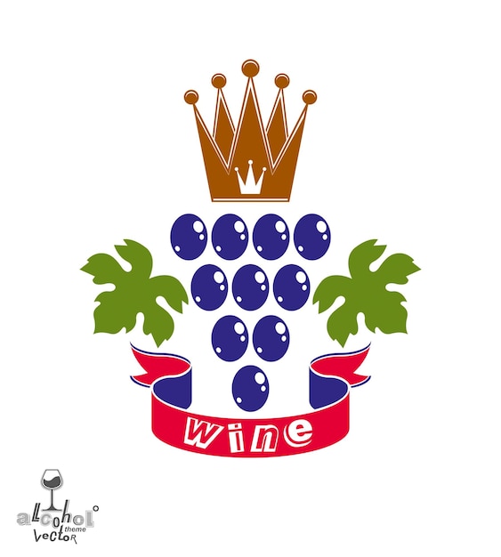 Plik wektorowy stylizowane ilustracji wektorowych winorośli. symbol winnicy najlepiej do wykorzystania w reklamie i projektowaniu graficznym. kolorowe winogrona z wąsów winorośli i liści na białym tle.