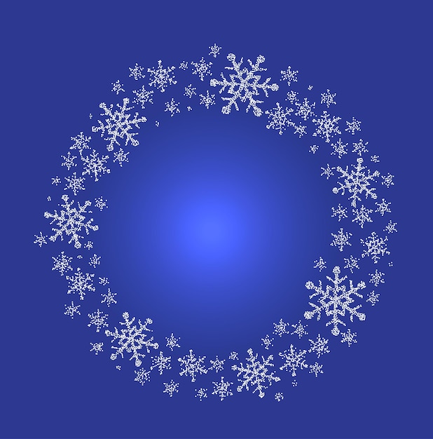 Plik wektorowy stylizowane płaskie świąteczne płatki śniegu ramki na niebieskim tle gradientu ilustracji wektorowych
