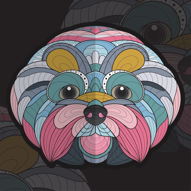 Plik wektorowy stylizowane zentangle zwierzę kolorowanie ilustracji szczeniaka