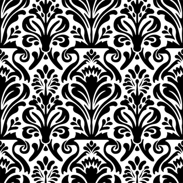 Stylizowany damask wektorowy projekt kwiatowych wirów pozostawia bezszwowych wzorów