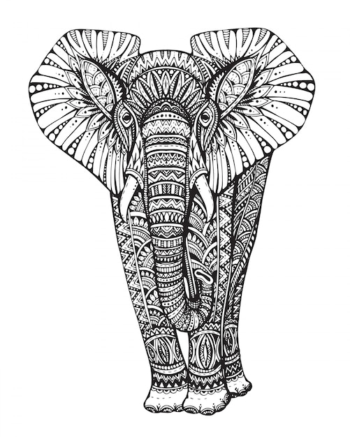 Plik wektorowy stylizowany fantasy wzorzysty słoń