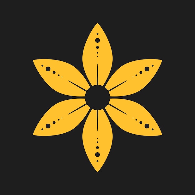 Stylizowany żółty Kwiat Na Czarnym Tle Ilustracja Wektorowa