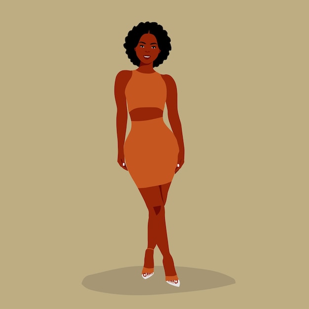 Stylowa czarna kobieta w eleganckim stylu artystycznym