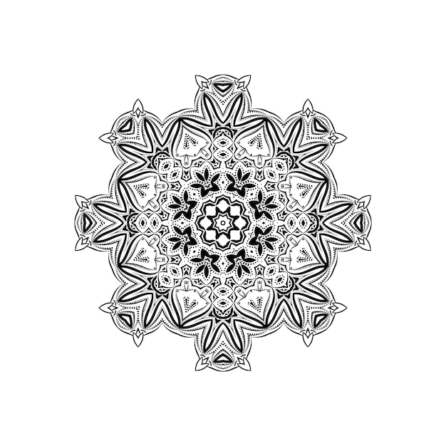 Stylowa Dekoracyjna Czarno-biała Mandala Piękny Projekt Na Białym Tle Wektor