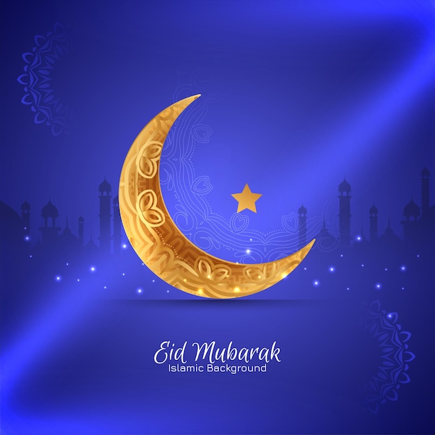 Stylowy Niebieski Kolor Islamskiego Wektora Festiwalu Eid Mubarak