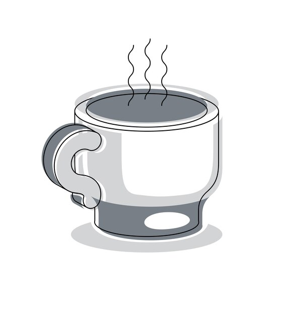 Plik wektorowy stylowy, nowoczesny design, filiżankę gorącej herbaty lub kawy na białym tle, ilustracji wektorowych.