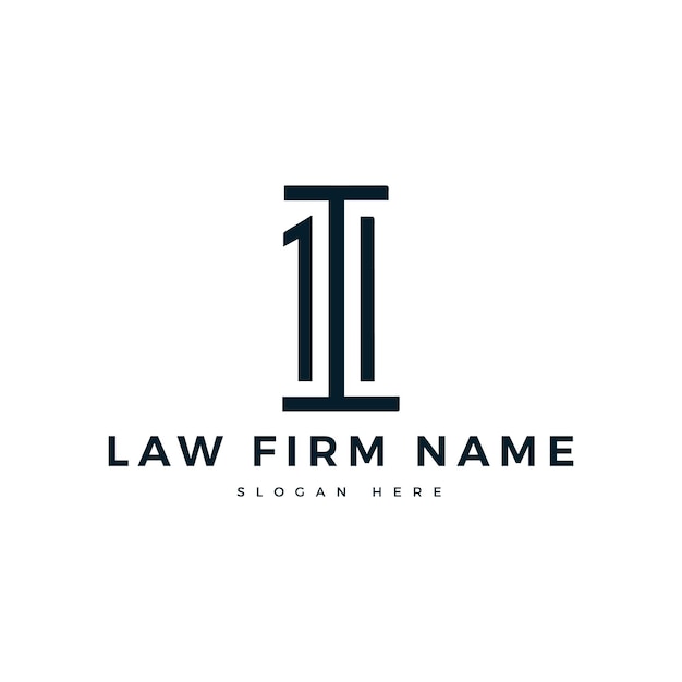 Stylowy, płaski znak literowy I szablon projektu logo kancelarii prawniczej