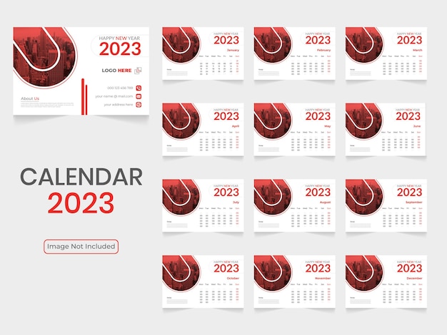 Plik wektorowy stylowy szablon kalendarza na biurko nowy rok 2023
