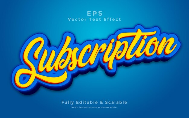 Subscription 3d Text Effect W Pełni Edytowalny W Illustrator Vector