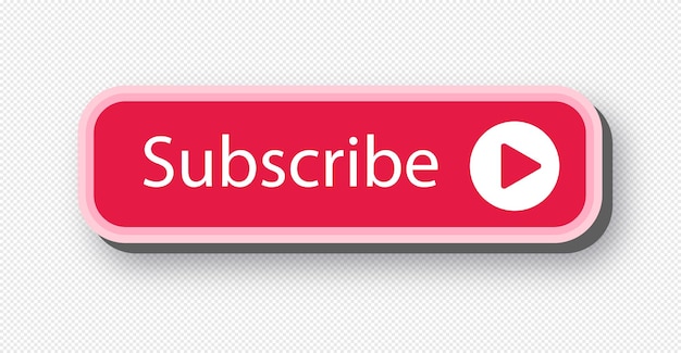Subskrybuj czerwony przycisk 3d pogrubiony styl dla kanału blog vlog social media ruchu marketing na białym tle wektor 10 eps
