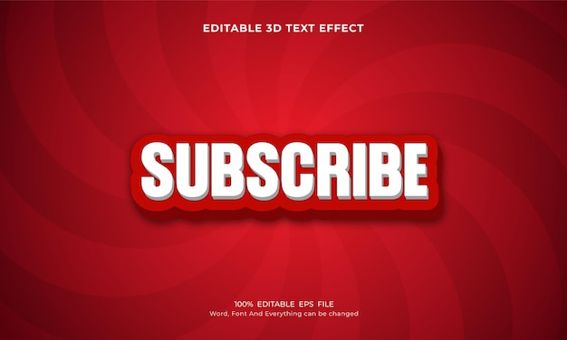 Subskrybuj Szablon 3d Edytowalnego Efektu Tekstowego Premium Wektor