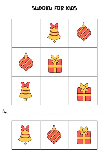 Sudoku dla dzieci ze zdjęciami świątecznymi.