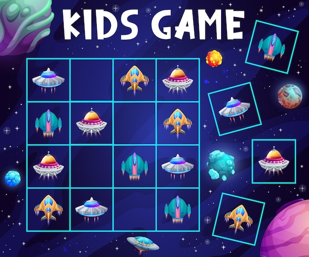 Sudoku Gra Dla Dzieci Ufo Statek Kosmiczny Obcy Statek Kosmiczny