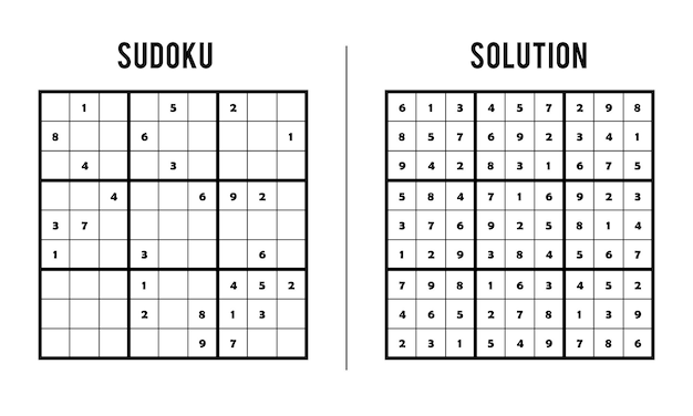 Plik wektorowy sudoku puzzles for kids and adults game with solution magic square logic puzzle game digital reb