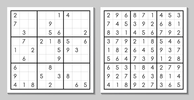 Sudoku z odpowiedzią Wektorowa gra logiczna