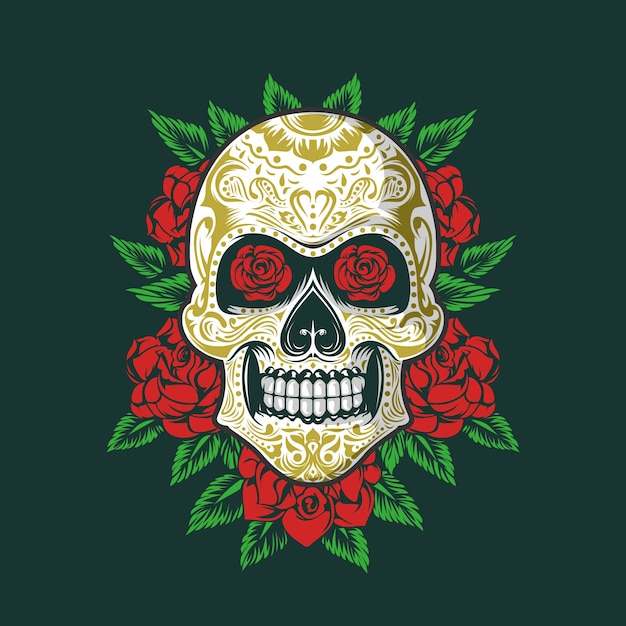 Sugarskull Z Różą Ornament