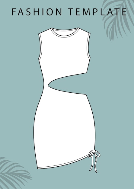 Plik wektorowy sukienka moda płaski szablon szkicu