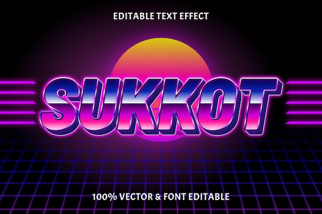 Plik wektorowy sukkot edytowalny efekt tekstowy w stylu retro