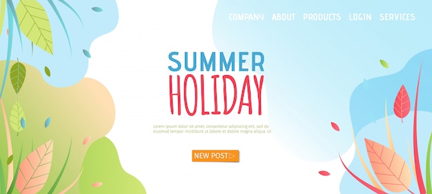 Summer Landing Page W Stylu Płaski.