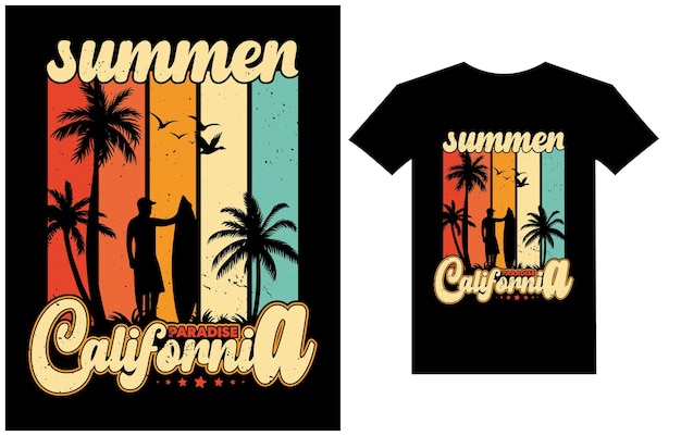 Summer Paradise California Retro Vintage Koszulki Kalifornijskie Koszulki