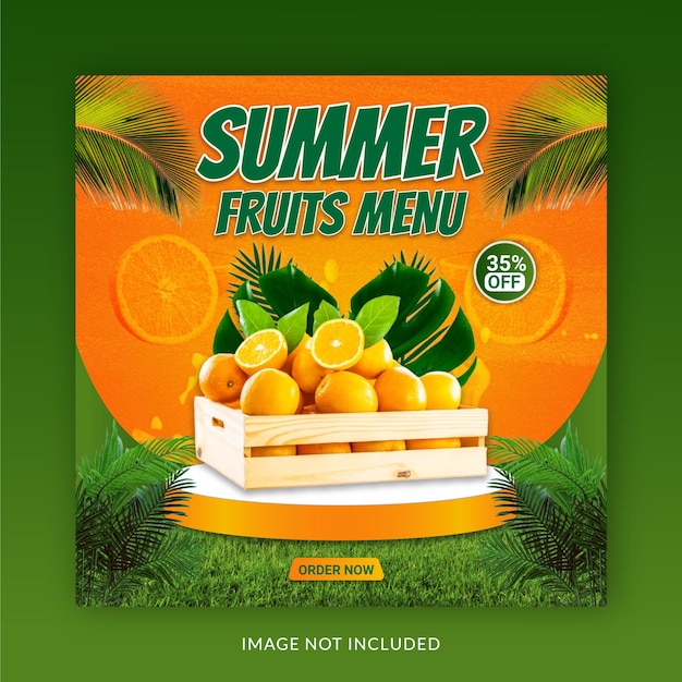 Summer Special Fruits Menu Social Media Post Instagram Banner Template