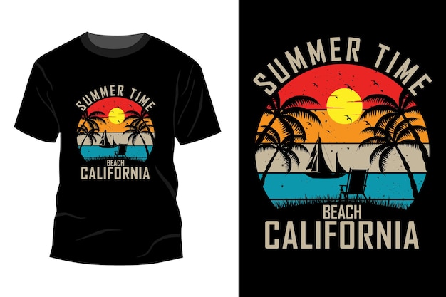 Summer Time Beach California T-shirt Makieta Projekt Vintage Retro