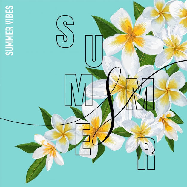 Summertime Floral Background Tropical Flowers Design