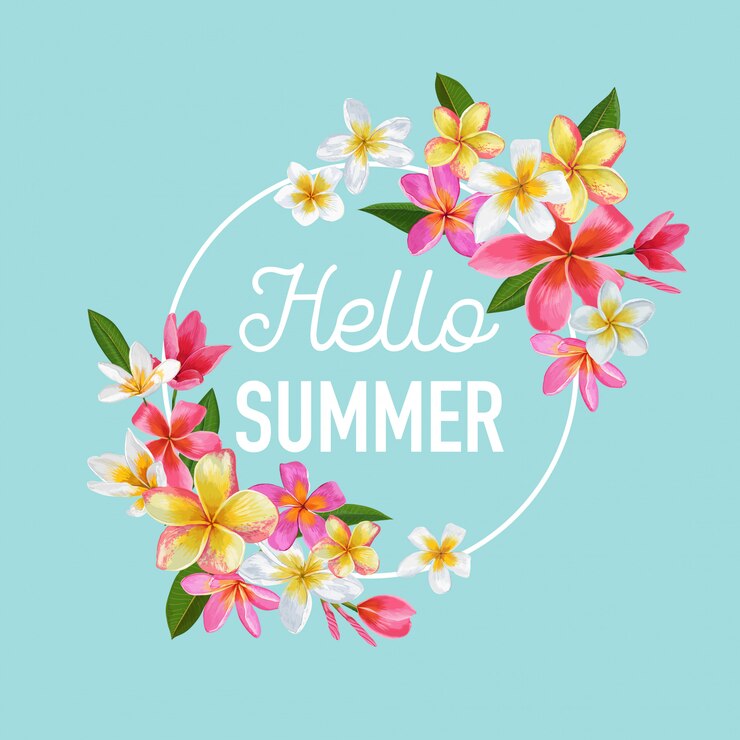 Wektor summertime floral background tropical flowers design