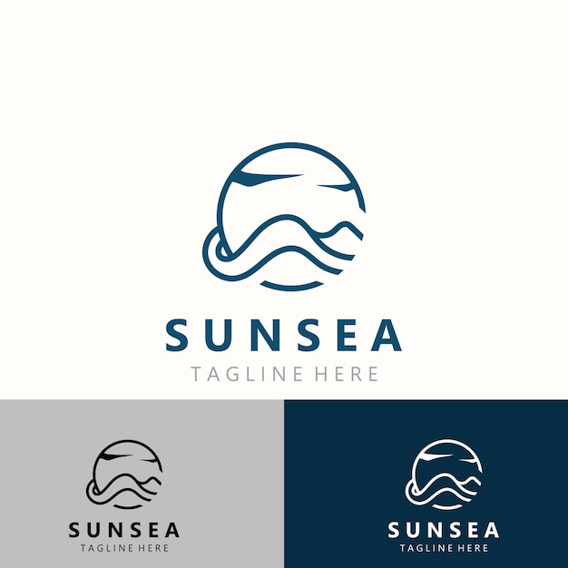 Plik wektorowy sun sea logo design creative premium sun beach logo icon wektor