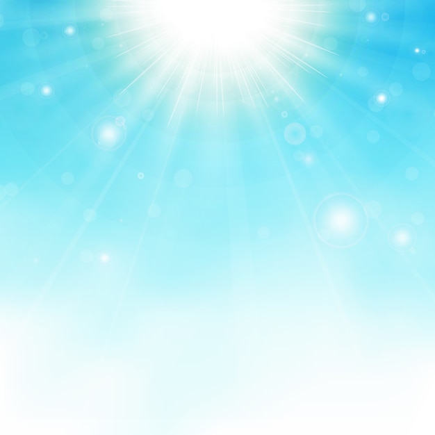 Sunburst centrum na niebieskiego nieba tle.