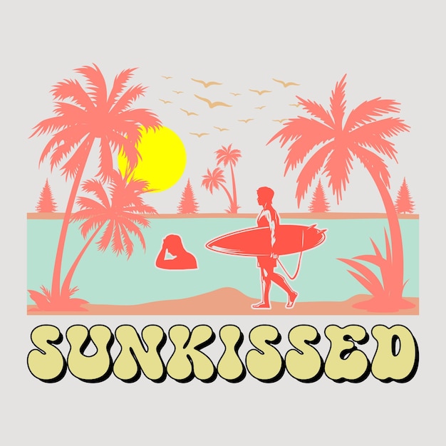 Sunkissed Retro Groovy Summer SVG Sublimation TShirt Graphic