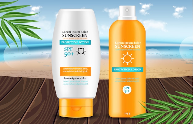 Sunscreen Kremowa Etykietka Projekta 3d Ilustracja