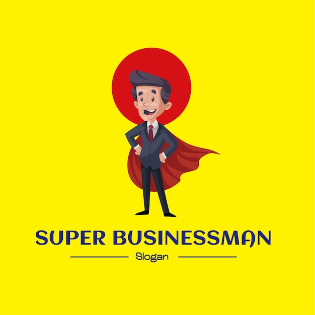 Super Biznesmen Wektor Maskotka Szablon Logo