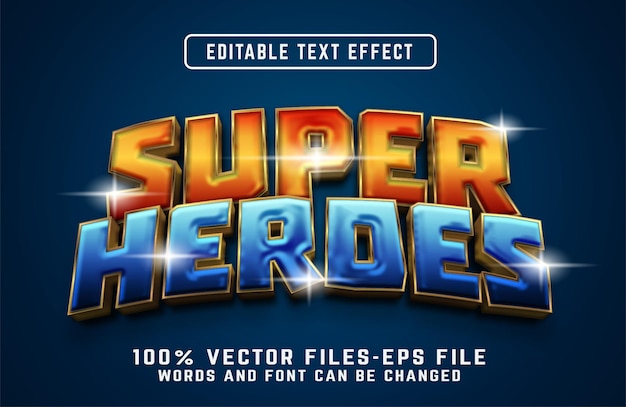super bohaterowie 3d efekt tekstowy w stylu kreskówek wektory premium
