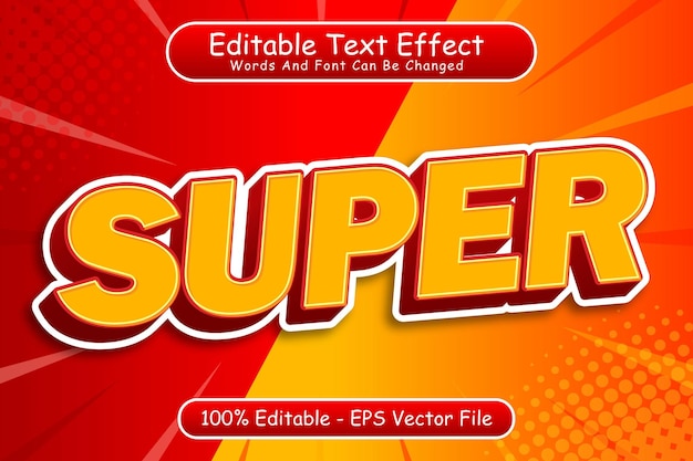 Super edytowalny efekt tekstowy 3-wymiarowy wytłoczony styl kreskówek