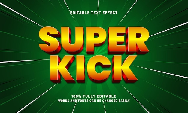 super kick edytowalny efekt tekstowy ze stylem piłki nożnej i zespołu