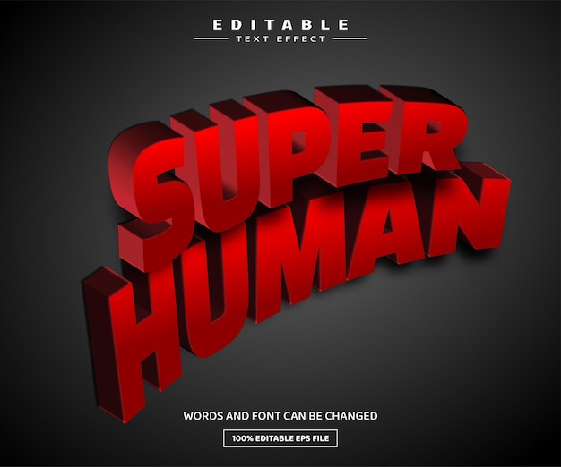 Super Ludzki Szablon Edytowalnego Efektu Tekstowego 3d