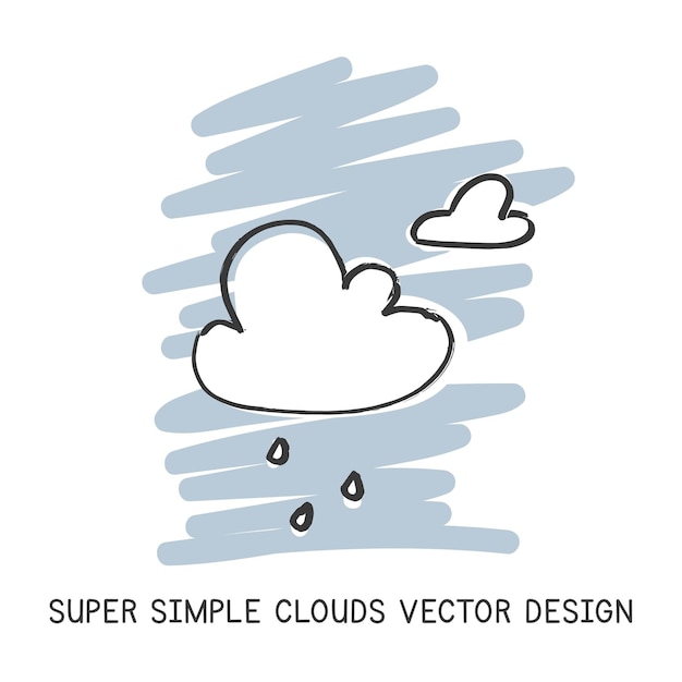 Plik wektorowy super prosta chmura ręcznie narysowana w stylu rysunku wektorowego koncepcja elementów przyrody słodkie chmury