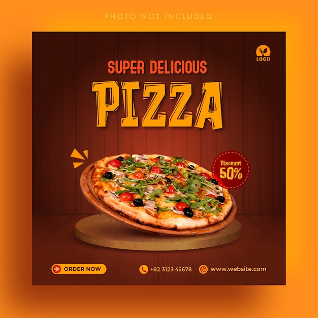 Super pyszna sprzedaż pizzy social media instagram post banner reklamowy szablon