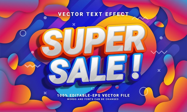 Super sprzedaż edytowalny efekt stylu tekstu promocja sprzedaży