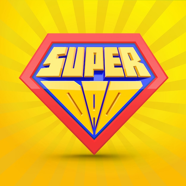 Super Tata. Logo Superdad. Koncepcja Dzień Ojca. Ojciec Superbohatera. Komiczny Styl.