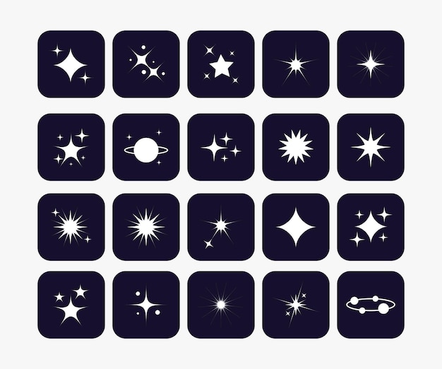 Plik wektorowy super zestaw wektorowy gwiazda nowoczesne gwiazdy sparkle gwiazda kolekcja ikony migoczące gwiazdy symbol w modnym