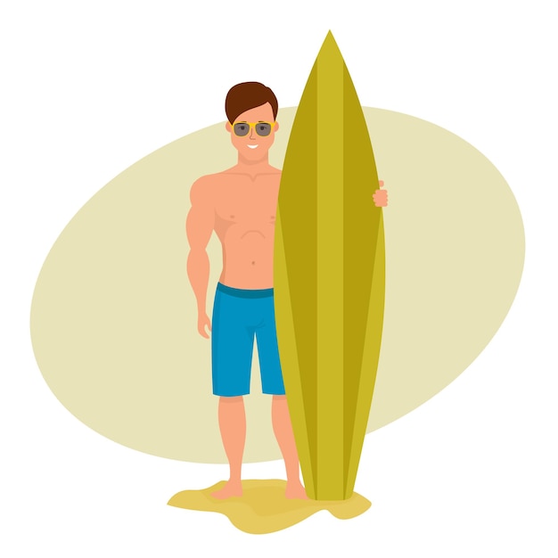 Surfer Trzyma Deskę Do Pływania Spędzając Wakacje Na Morzu
