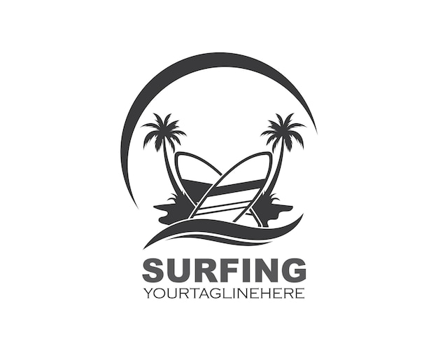 Surfing Ikona Logo Wektor Ilustracja