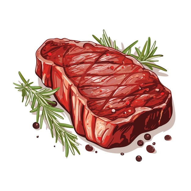 Surowe Marmurkowe Mięso Czarny Angus Stek Ribeye Ilustracja Wektorowa Produktu Mięsnego