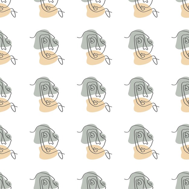 Surrealistyczne twarze Jedna linia Jednolity wzór Abstrakcyjny minimalistyczny projekt artystyczny