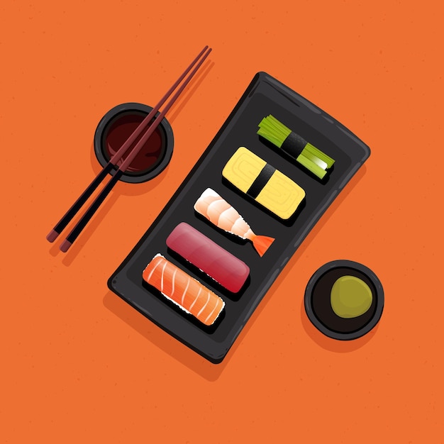 Plik wektorowy sushi japan food dish